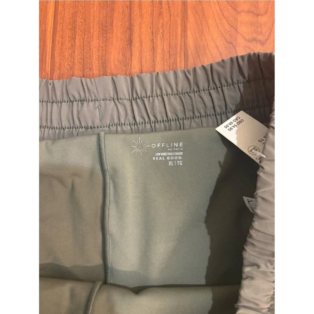 NWT Aerie Athletic Shorts Women XL Olive Green Built in Liner Elastic Waist